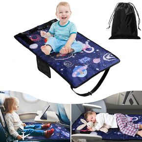 Toddler Airplane Bed,Airplane Seat Extender for Kids,Toddler Kids Travel Essential Airplane Bed with Side Pocket for Baby Plane Travel Essentials Infant Foot Rest (Pink)