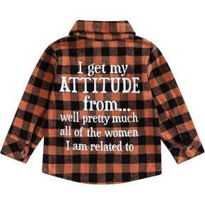 Toddler Baby Fall Shirts Long Sleeve Button Down Plaid Letter Print Top Coat Casual Clothes for Boys Girls