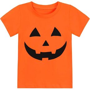 Toddler Boys Girls Halloween T-Shirt Kid Pumpkin Short Sleeve Shirts Skeleton Graphic Clothes Tee Tops 2-7T