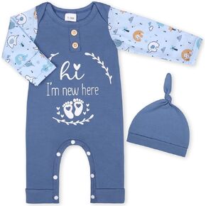 MVUOCR Baby One-Piece Rompers Infant Boys Girls Clothes Set Ribbed Long Sleeve Bodysuit Button Cute Newborn Outfits