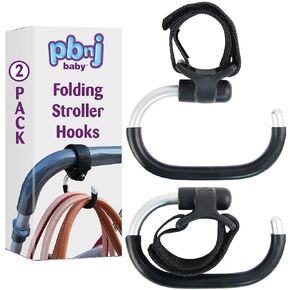 Stroller Hooks for Hanging Diaper Bags - Mommy Stroller Clip and Stroller Accessories Organizer Hook - Large Carabiner Clips for Mom Purse Shopping Grocery Bag and Accessory - (2 Pack)