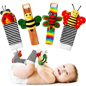 Baby Toys 0-6 Months: Baby Socks Baby Rattles 0-6 Months Baby Gifts for Boys Girl Infant Toys Baby Wrist Rattles Socks Baby Shower Gifts - Newborn Toys Hand & Feet for 0-3 0-12 Months Birthday Gifts