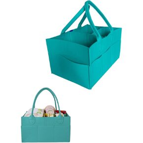 Baby Diaper Caddy is a versatile baby basket designed for nursery storage, car organization, and as a thoughtful gift for baby showers. Perfect for storing diapers and baby wipes. (Light gray & blue)