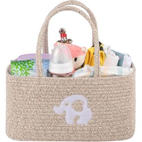 OIAHOMY Diaper Caddy Organizer for Baby, Portable Baby Basket with Handles, Baby Gift Basket for Newborn, Diaper storage Organizer for Changing Table and Car-White