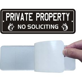 No Trespassing Signs Private Property, (2 Pack) Self-adhesive Aluminum Signs for House Door or Wall, 9 x 3 inch Reflective No Fade Metal Sings for Indoor Outdoor Use (No Trespassing)