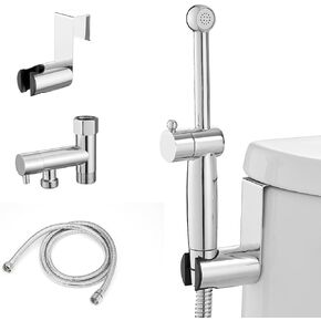 Chrome Handheld Bidet Sprayer Attachment for Toilet Adjustable Cloth Diaper Sprayer Bidets for Attachment Toilet with Interchangeable Spray Heads, Brass