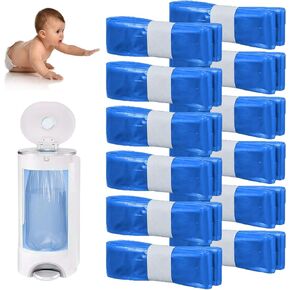 12 Pack Diaper Pail Refill Bags,For Genie Diaper Bags Refill,Diaper Bags Refill Scented,Compatible with Dekor Plus Adult Diaper Pail Liner Baby Scented Diaper Pail Refill Bags,Hold up to 7200 Diaper