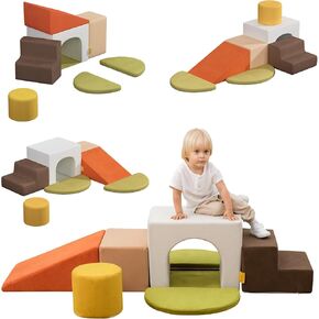 BanaSuper Kids Climbing Foam Blocks Playset - 7 Piece Toddler Climbing Toys, Indoor Gross Motor Development Montessori Gross Motor Toy for Babies & Toddlers (Colorful)