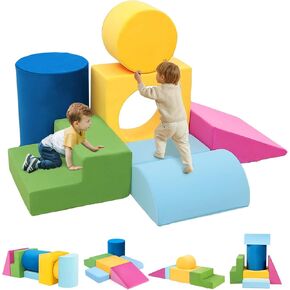 Toddler Climbing Toys Indoor, 7-Piece Colourful Foam Climbing Blocks for Toddlers, Soft Play Climbing for Toddlers, Modular Crawling & Sliding Play Set for Toddlers 1-3 Years Old