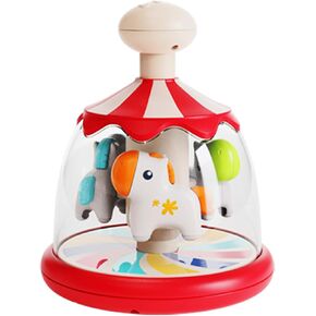 Press Spin Baby Toy Tumble Activity Dome Tumble Top Spinning Infants Toy Push Spin Carousel Colorful Spinning Faces Activity Learn Cause Effect Toys for 6 Month Plus (Red)