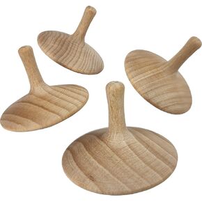 Adventure Awaits! - 4 Pack Small Hand-Carved Wooden Tops - Smooth Finish!