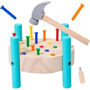 Wooden Baby Workbench Pounding Hammer Toy for Toddlers,STEM Educational Preschool Learning Toys for Kids