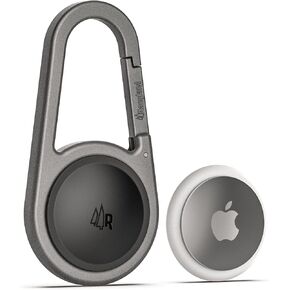 (2 Pack) Rangland Carabiner AirTag Holder with Keychain - Durable Shockproof/Waterproof Case with Spring-Loaded Clip (Designed for Apple AirTag) (Aluminum)
