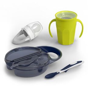 Dr. Brown's Toddler Feeding Starter Set, Travel Feeding Bundle with Cheers360 Spoutless Training Cup with Handles, 6m+, 3 Pack