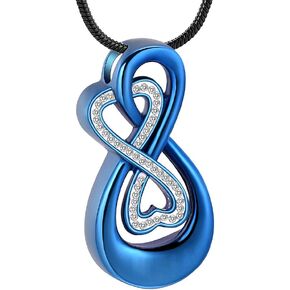 Infinity Love Urn Pendant Stainless Steel Snake Chain Cremation Jewelry for Ashes for Woman Free Filling Tools Include