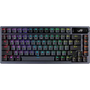 لوحة مفاتيح مخصصة للألعاب ASUS ROG Azoth بنسبة 75% لاسلكية مخصصة للألعاب، وشاشة OLED، وتخميد ثلاثي الطبقات، ومفاتيح ROG NX Snow قابلة للتبديل السريع ومثبتات لوحة المفاتيح، وأغطية مفاتيح PBT، RGB-White