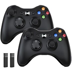 KIWITATA 2 Pack Xbox 360 Wireless Controller, 2.4GHZ Wireless Joystick Controller Gamepad for Xbox 360 & Slim PC Windows 7, 8, 10,11 Black