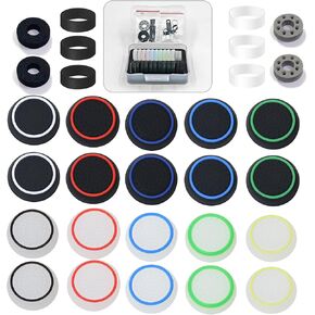 Controller Thumb Grips for PS5/4,Controller Thumb Caps for Xbox,Joystick Stick Grips for Switch Pro Controller,Precision Rings&Thumb Grips Set(30pcs)(Black&White) A&B&C
