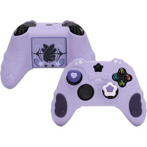 GeekShare Controller Skin Set for Xbox Soft Silicone Protective Cover Skin Case Compatible with Xbox Series X Controller with 2 Thumb Grip Caps and 2 Stickers - Star Wings Series Purple