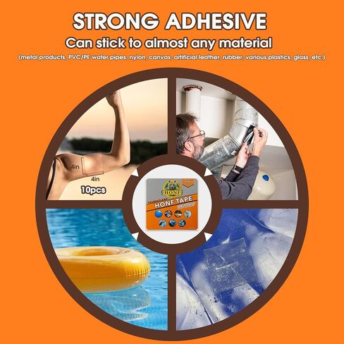 Elastic Leak-proof Tape, Thick Tough Rubber Waterproof Tape - Ideal for sealing and repairing leaks, underwater、indoor &outdoor projects - tent RV roof water pipe & tanning pool repairs, etc (10pcs) in Saudi Arabia