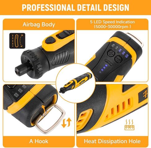 Hoteche Mini Cordless Rotary Tool Kit 5-Speed 8V Li-ion Battery with 42 Accessories - Precision Multi-Purpose Electric Rotary Tool for Grinding, Sanding, Cutting and Engraving in Kuwait