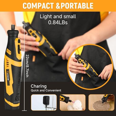 Hoteche Mini Cordless Rotary Tool Kit 5-Speed 8V Li-ion Battery with 42 Accessories - Precision Multi-Purpose Electric Rotary Tool for Grinding, Sanding, Cutting and Engraving in Kuwait