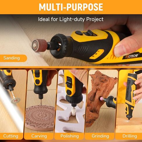 Hoteche Mini Cordless Rotary Tool Kit 5-Speed 8V Li-ion Battery with 42 Accessories - Precision Multi-Purpose Electric Rotary Tool for Grinding, Sanding, Cutting and Engraving in Kuwait