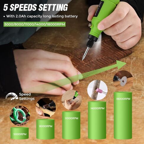 Mini Cordless Rotary Tool, 5-Speed 3.7V USB Rechargeable Rotary Tool Kit with 68 Accessories – Multi-Purpose Power Tool for Sanding, Polishing, Drilling, Engraving, DIY Crafts & Home Projects​ in Saudi Arabia