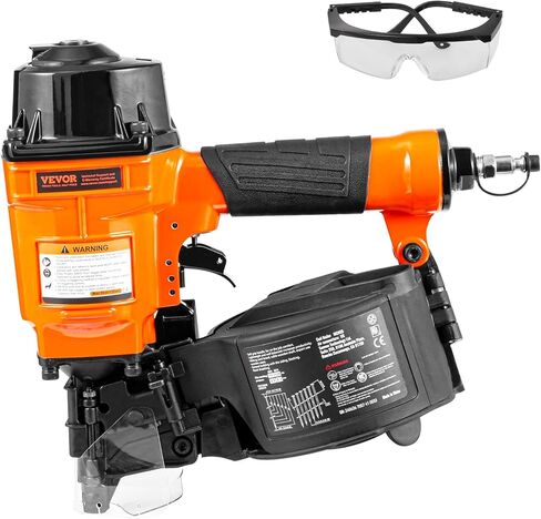 VEVOR Coil Siding Nailer MCN55، 1 بوصة إلى 2-1/4 بوصة 15 درجة مسدس أظافر هوائي، 70-120PSI مسمار لفائف الهواء للانحياز، تغليف البليت، المبارزة، التزيين in Kuwait