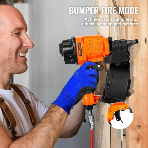 VEVOR Coil Siding Nailer MCN55، 1 بوصة إلى 2-1/4 بوصة 15 درجة مسدس أظافر هوائي، 70-120PSI مسمار لفائف الهواء للانحياز، تغليف البليت، المبارزة، التزيين in Kuwait