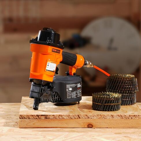 VEVOR Coil Siding Nailer MCN55، 1 بوصة إلى 2-1/4 بوصة 15 درجة مسدس أظافر هوائي، 70-120PSI مسمار لفائف الهواء للانحياز، تغليف البليت، المبارزة، التزيين in Kuwait
