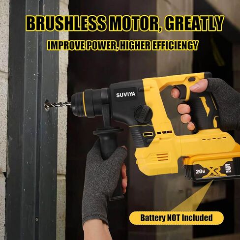 Rotary Hammer Drill for Dewalt 20V MAX Battery, Brushless SDS Cordless Rotary Hammer with Safety Clutch for Concrete/Masonry, 2 Modes with 360°Auxiliary Handle and 4 Drill Bits (Battery not included) in Kuwait