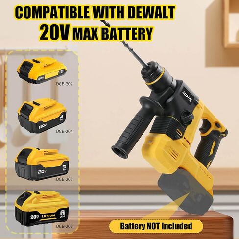 Rotary Hammer Drill for Dewalt 20V MAX Battery, Brushless SDS Cordless Rotary Hammer with Safety Clutch for Concrete/Masonry, 2 Modes with 360°Auxiliary Handle and 4 Drill Bits (Battery not included) in Kuwait