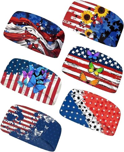 Forchrinse 6 Pieces Colorful Butterfly Sport Headbands for Women Sport Sweatband Yoga Hairbands Moisture Wicking Headband for Running Yoga Fitness in Saudi Arabia