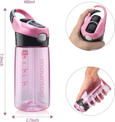 mountop Kids Water Bottle with Silicone Straw and Handle, Easy Use for Girls and Boys, BPA-free Water Bottle for Kids 14oz 400ml in Saudi Arabia