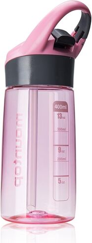 mountop Kids Water Bottle with Silicone Straw and Handle, Easy Use for Girls and Boys, BPA-free Water Bottle for Kids 14oz 400ml in Saudi Arabia