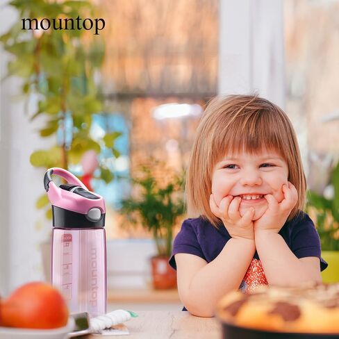 mountop Kids Water Bottle with Silicone Straw and Handle, Easy Use for Girls and Boys, BPA-free Water Bottle for Kids 14oz 400ml in Saudi Arabia