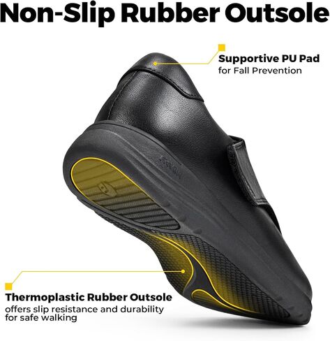 FitVille Diabetic Shoes for Women Slip On Classic Oxford Shoes Adjustable Strap Business Formal Dress Shoes PU Leather Loafers Edema Shoes Plantar Fasciitis Sneakers - EasyTop Dress Shoes V1 in Kuwait