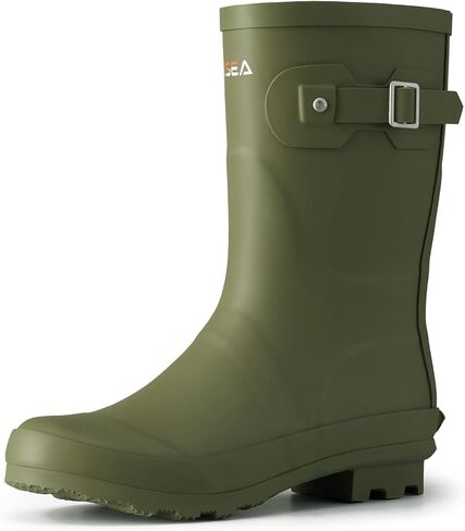 HISEA Women's Mid Calf Rubber Rain Boots Waterproof Wellington Garden Boots in Kuwait