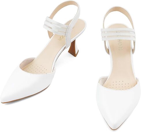 JENN ARDOR Women's Slingback Kitten Heels Pointed Closed Toe Low Stiletto Heels Dress Pumps Shoes for Women Comfortable Low Heeled Sandals Wedding Party Pumps in Kuwait