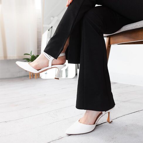 JENN ARDOR Women's Slingback Kitten Heels Pointed Closed Toe Low Stiletto Heels Dress Pumps Shoes for Women Comfortable Low Heeled Sandals Wedding Party Pumps in Kuwait