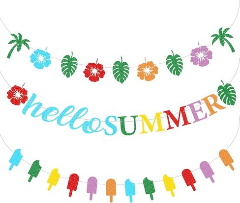 Schools Out for Summer Banner,Glitter Pre-Strung Schools Out for Summer Decorations End of School Year Party Decorations Last Day of School Banner Summer Pool Beach Party Decorations 3Pcs in Saudi Arabia