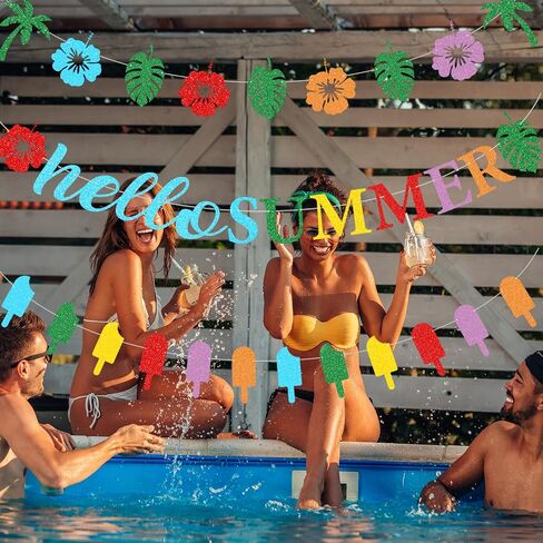 Schools Out for Summer Banner,Glitter Pre-Strung Schools Out for Summer Decorations End of School Year Party Decorations Last Day of School Banner Summer Pool Beach Party Decorations 3Pcs in Saudi Arabia