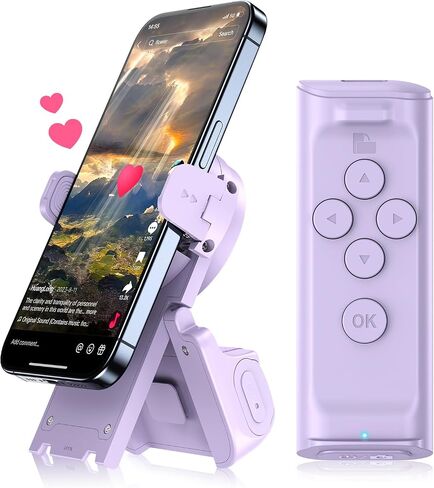 Remote Control Scrolling for TikTok, Page Turner for Ebook App, Bluetooth Phone Remote for Camera Selfie, Video Record, TikTok Bluetooth Remote Control with Cell Phone Holder for iOS Android in Saudi Arabia