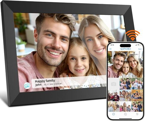 Digital Picture Frame WiFi 16GB, 10.1 Inch Digital Photo Frame, Share Photos to Electronic Picture Frame via App from Anywhere, 1280x800 Touch Screen, Auto-Rotate, Warm Gift for Family (Black) in Saudi Arabia