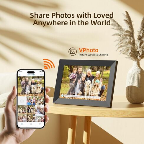 Digital Picture Frame WiFi 16GB, 10.1 Inch Digital Photo Frame, Share Photos to Electronic Picture Frame via App from Anywhere, 1280x800 Touch Screen, Auto-Rotate, Warm Gift for Family (Black) in Saudi Arabia