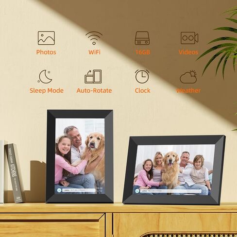 Digital Picture Frame WiFi 16GB, 10.1 Inch Digital Photo Frame, Share Photos to Electronic Picture Frame via App from Anywhere, 1280x800 Touch Screen, Auto-Rotate, Warm Gift for Family (Black) in Saudi Arabia