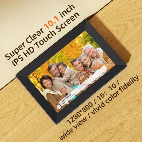 Digital Picture Frame WiFi 16GB, 10.1 Inch Digital Photo Frame, Share Photos to Electronic Picture Frame via App from Anywhere, 1280x800 Touch Screen, Auto-Rotate, Warm Gift for Family (Black) in Saudi Arabia