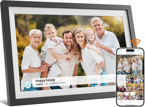 Digital Picture Frame WiFi 16GB, 10.1 Inch Digital Photo Frame, Share Photos to Electronic Picture Frame via App from Anywhere, 1280x800 Touch Screen, Auto-Rotate, Warm Gift for Family (Black) in Saudi Arabia