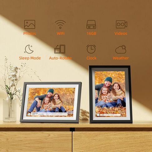 Digital Picture Frame WiFi 16GB, 10.1 Inch Digital Photo Frame, Share Photos to Electronic Picture Frame via App from Anywhere, 1280x800 Touch Screen, Auto-Rotate, Warm Gift for Family (Black) in Saudi Arabia